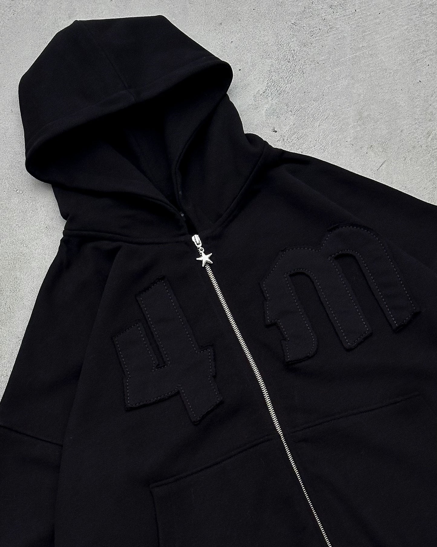 4M ALL BLACK ZIP UP HOODIE