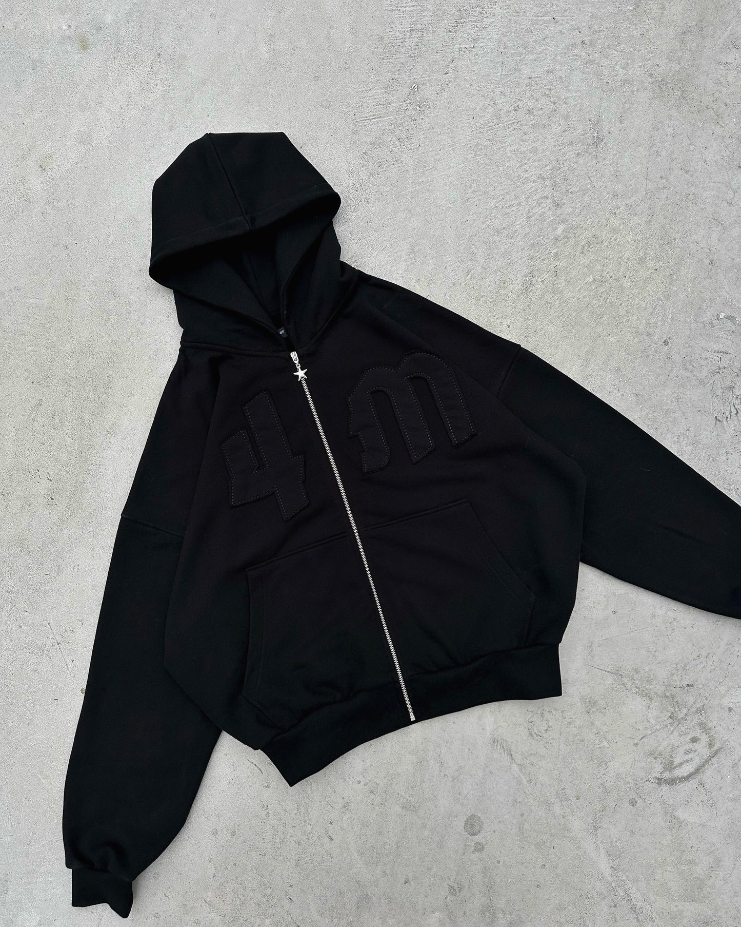 4M ALL BLACK ZIP UP HOODIE
