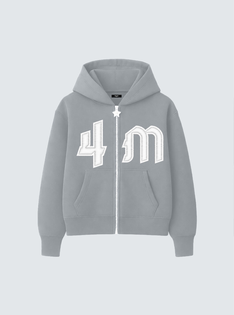 4M LIGHT GREY ZIP UP HOODIE