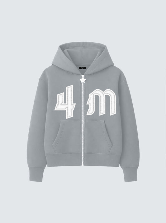 4M LIGHT GREY ZIP UP HOODIE