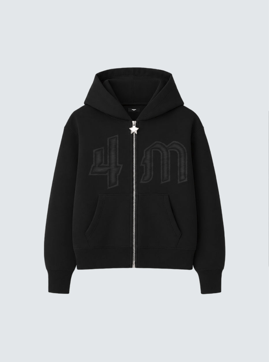 4M ALL BLACK ZIP UP HOODIE